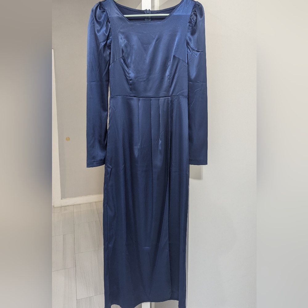 Elegant Satin Draped Midi Dress